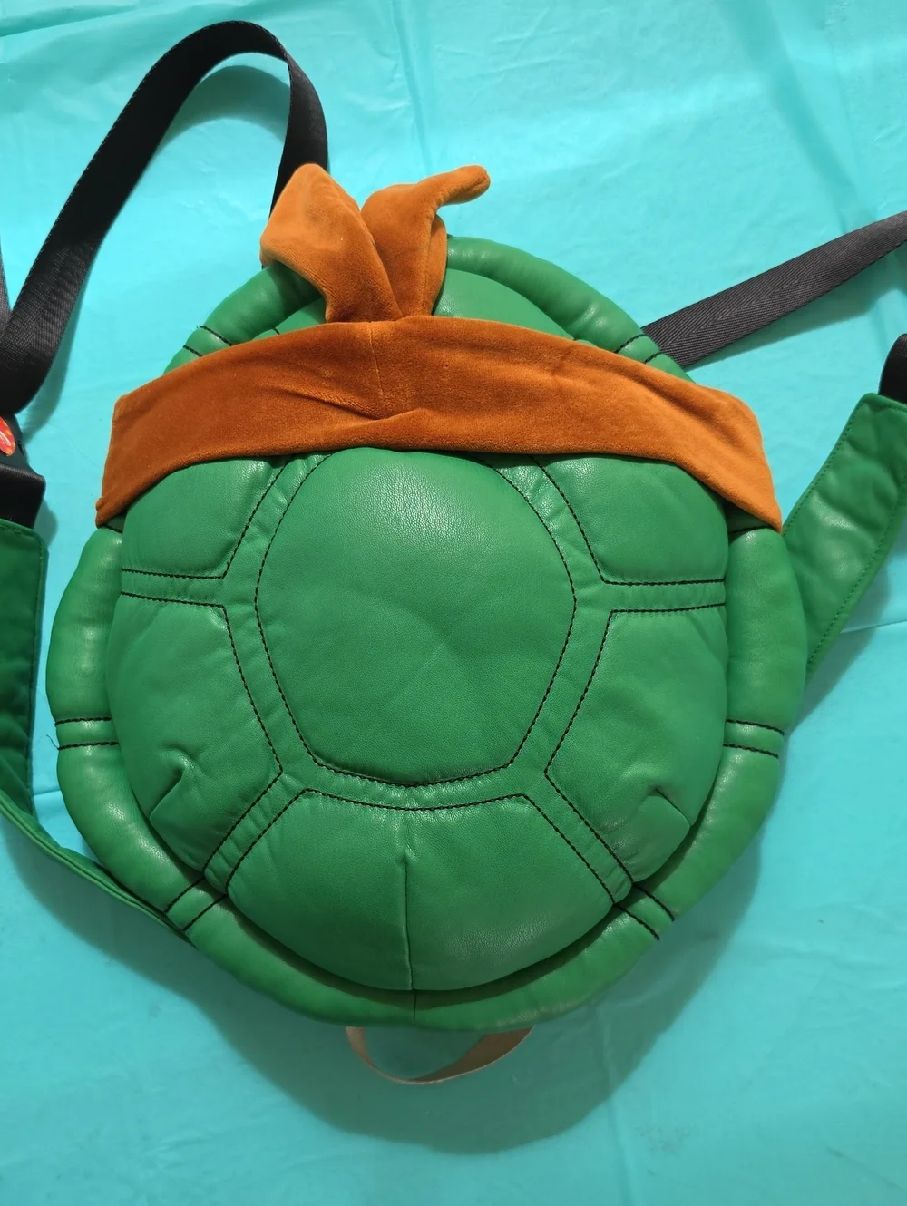 Turtle Shell Crossbody Bag with Orange Bandana Accent